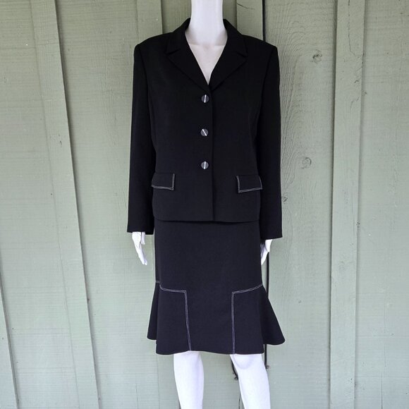 NWT LE SUIT Black Career Skirt Suit 14P Petite - Picture 1 of 5